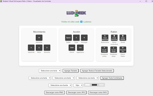 Teclado Virtual Online para Web o Vídeos Visualizador de Controles  from Chrome web store to be run with OffiDocs Chromium online