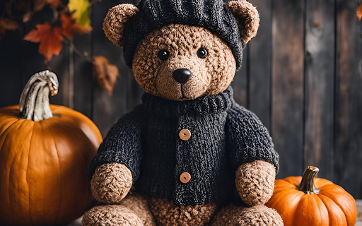Teddy bear and pumpkin  from Chrome web store to be run with OffiDocs Chromium online