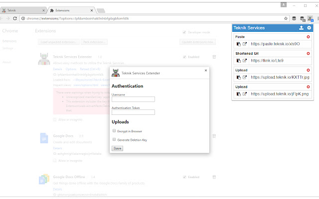 Teknik Services Extender  from Chrome web store to be run with OffiDocs Chromium online