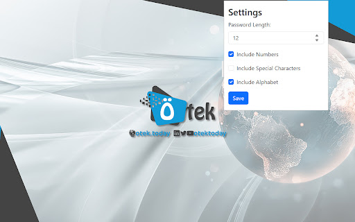 ÖTEK Password Generator from Chrome web store to be run with OffiDocs Chromium online ÖTEK Password Generator from Chrome web store to be run with OffiDocs Chromium online