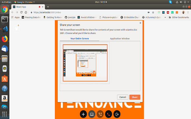 Tek Screenshare  from Chrome web store to be run with OffiDocs Chromium online