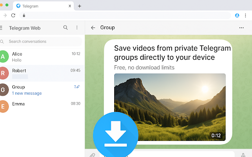 Telegram Video Downloader by DJD  from Chrome web store to be run with OffiDocs Chromium online