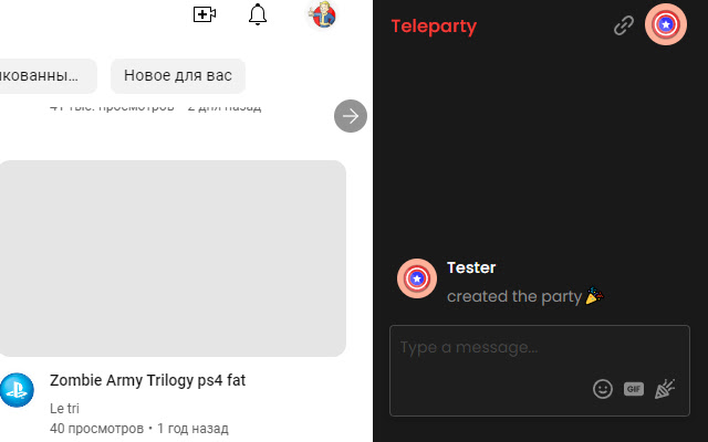 Teleparty for Youtube  from Chrome web store to be run with OffiDocs Chromium online
