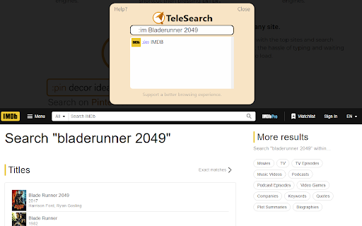 TeleSearch: Multi Search Engine  from Chrome web store to be run with OffiDocs Chromium online