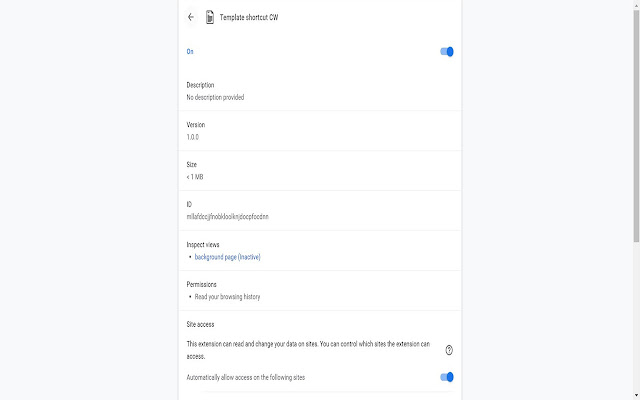 Template shortcut CW  from Chrome web store to be run with OffiDocs Chromium online