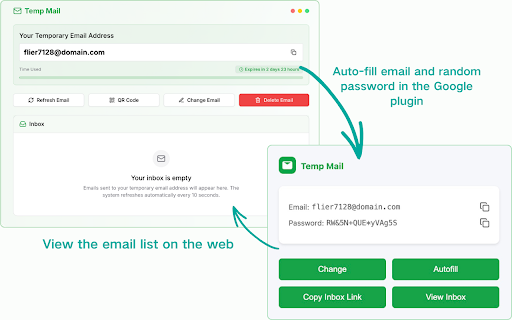 Temp Mail Generator  from Chrome web store to be run with OffiDocs Chromium online