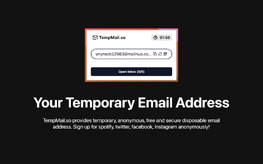 TempMail.so  from Chrome web store to be run with OffiDocs Chromium online