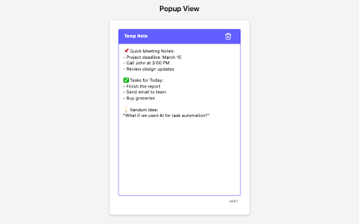 Temp Note  from Chrome web store to be run with OffiDocs Chromium online