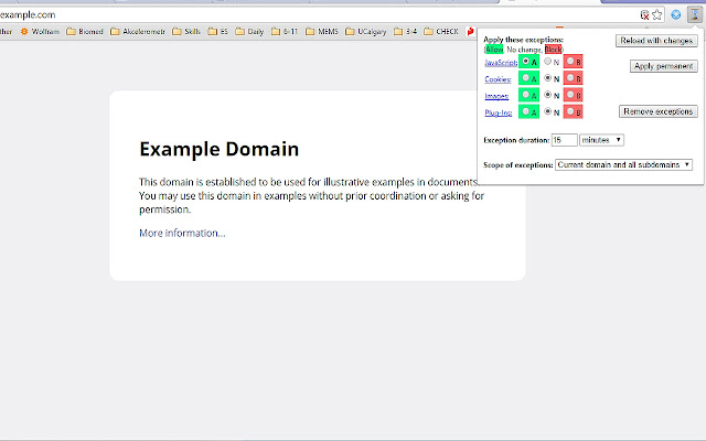 Temporary Content Settings  from Chrome web store to be run with OffiDocs Chromium online