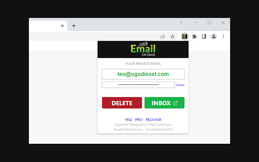 Temporary Email EmailOnDeck  from Chrome web store to be run with OffiDocs Chromium online