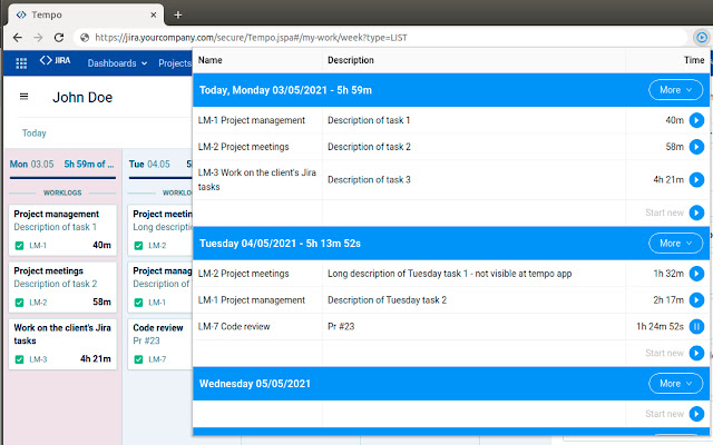 Tempo Time Tracker  from Chrome web store to be run with OffiDocs Chromium online