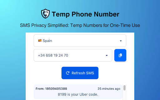 Temp Phone Number  from Chrome web store to be run with OffiDocs Chromium online