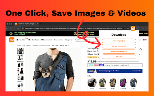 TemuSave | Download Temu Images and Videos  from Chrome web store to be run with OffiDocs Chromium online