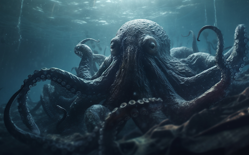 tentacled octopus swims tranquil underwater adventure  from Chrome web store to be run with OffiDocs Chromium online
