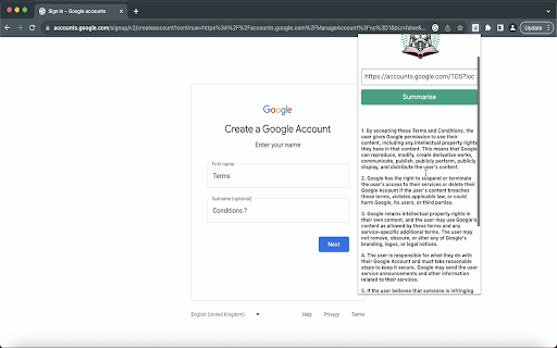 Termsinator  from Chrome web store to be run with OffiDocs Chromium online