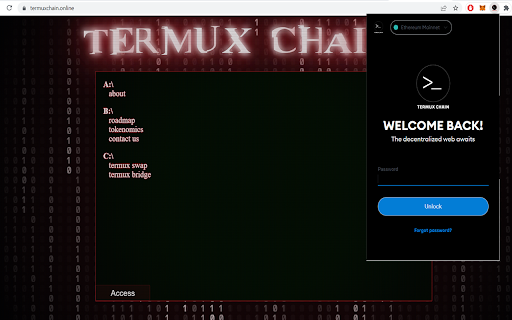 Termux Wallet  from Chrome web store to be run with OffiDocs Chromium online