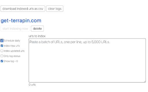 Terrapin Indexer  from Chrome web store to be run with OffiDocs Chromium online