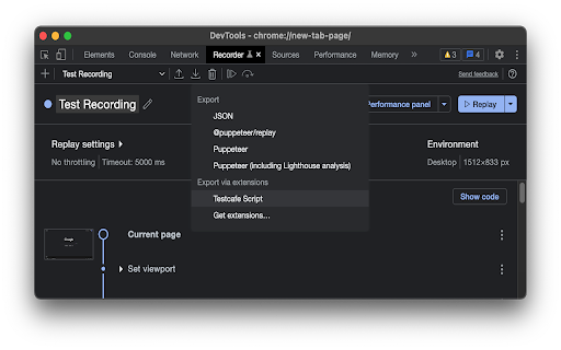 TestCafe Script Writer  from Chrome web store to be run with OffiDocs Chromium online