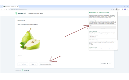 TestPortal GPT  from Chrome web store to be run with OffiDocs Chromium online