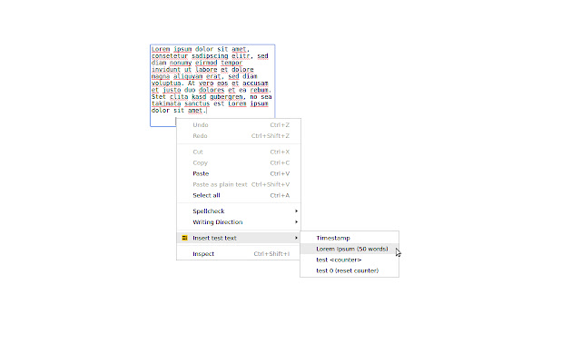 Test Text Generator  from Chrome web store to be run with OffiDocs Chromium online