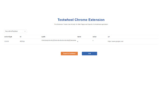 TestWheel Recorder  from Chrome web store to be run with OffiDocs Chromium online