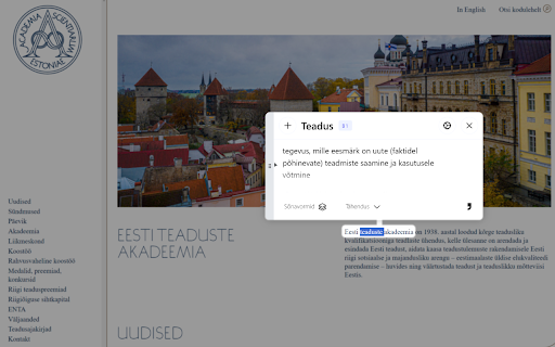 Teto: Estonian Language Companion  from Chrome web store to be run with OffiDocs Chromium online