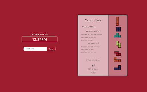 Tetris  from Chrome web store to be run with OffiDocs Chromium online