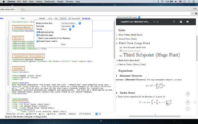 TeX, LaTex Viewer and Editor  from Chrome web store to be run with OffiDocs Chromium online