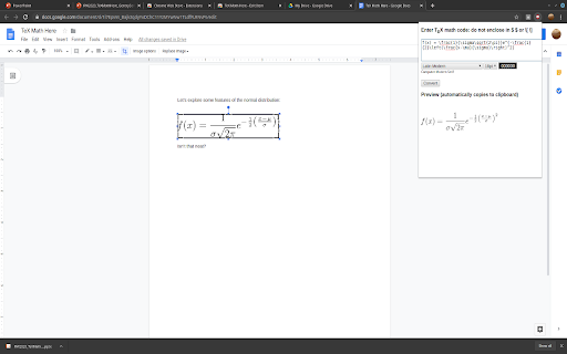 TeX Math Here  from Chrome web store to be run with OffiDocs Chromium online