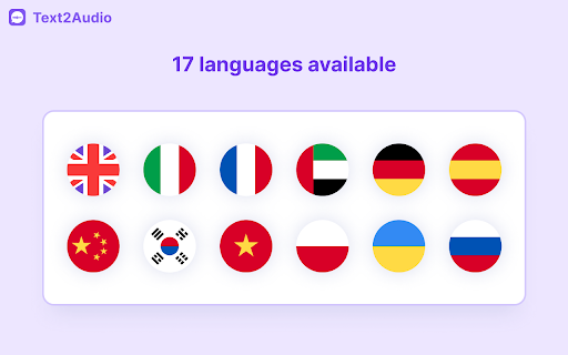 Text2Audio: Convert text to audio  from Chrome web store to be run with OffiDocs Chromium online