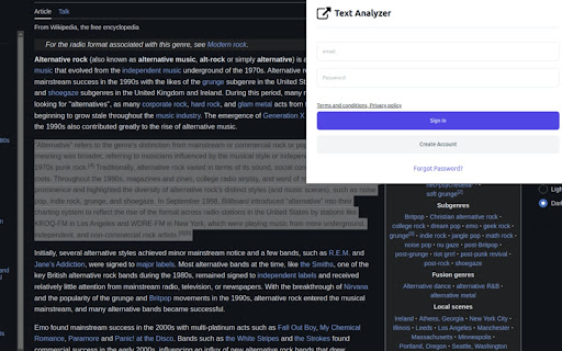 Text Analyzer  from Chrome web store to be run with OffiDocs Chromium online
