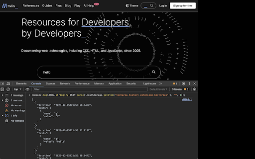 textarea history  from Chrome web store to be run with OffiDocs Chromium online