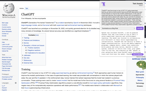 Text Assets  from Chrome web store to be run with OffiDocs Chromium online
