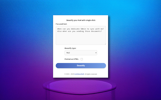 TextBloom  from Chrome web store to be run with OffiDocs Chromium online