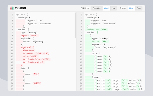 TextDiff  from Chrome web store to be run with OffiDocs Chromium online