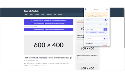 TextFilter  from Chrome web store to be run with OffiDocs Chromium online