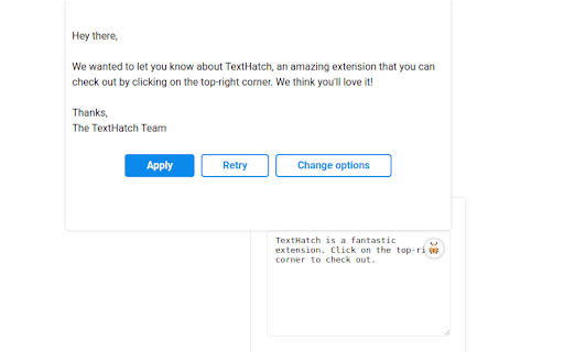 TextHatch  from Chrome web store to be run with OffiDocs Chromium online