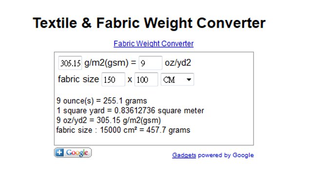 Textile  Fabric Weight Converter  from Chrome web store to be run with OffiDocs Chromium online