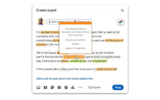 Textio for Chrome  from Chrome web store to be run with OffiDocs Chromium online