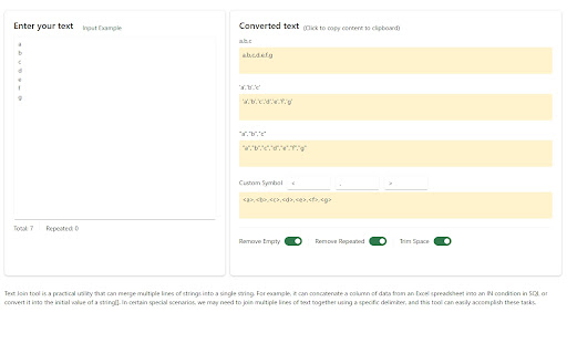 Text Join  from Chrome web store to be run with OffiDocs Chromium online