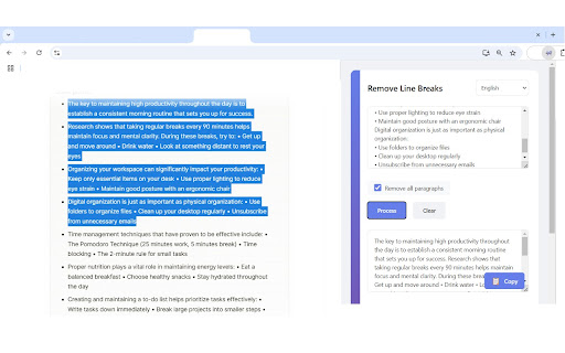 Text Line Break Remover  from Chrome web store to be run with OffiDocs Chromium online