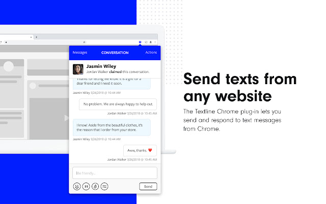 Chrome ウェブストアからの Textline ビジネス テキスト メッセージングを OffiDocs Chromium online で実行