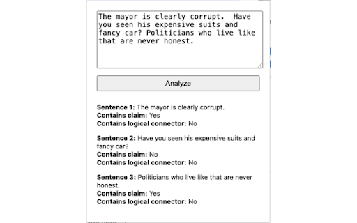 Text Logic Analyzer  from Chrome web store to be run with OffiDocs Chromium online