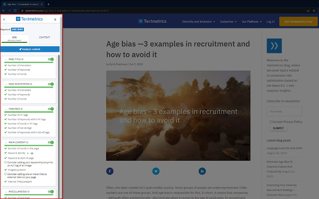 Textmetrics  from Chrome web store to be run with OffiDocs Chromium online
