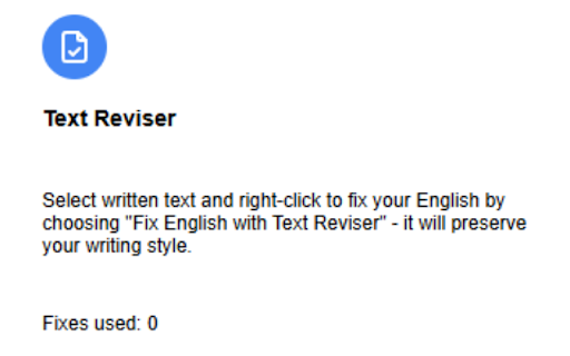 Text Reviser  from Chrome web store to be run with OffiDocs Chromium online