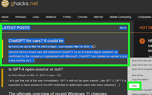 Text Selectable  from Chrome web store to be run with OffiDocs Chromium online