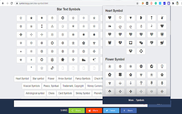 Text Symbols  from Chrome web store to be run with OffiDocs Chromium online