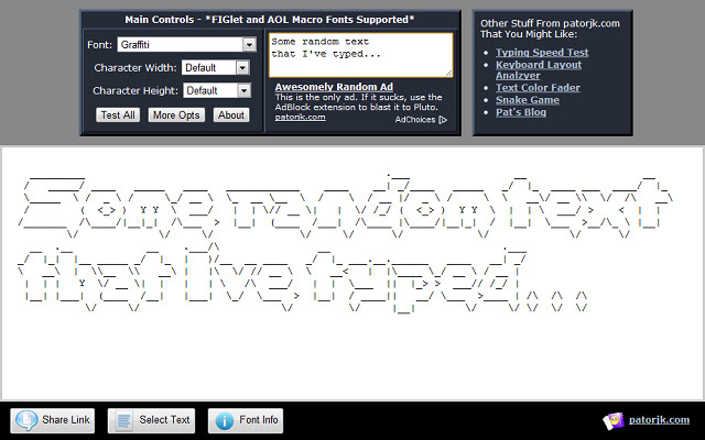 Text to ASCII Art  from Chrome web store to be run with OffiDocs Chromium online
