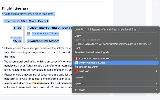 Text to Google Calendar  from Chrome web store to be run with OffiDocs Chromium online