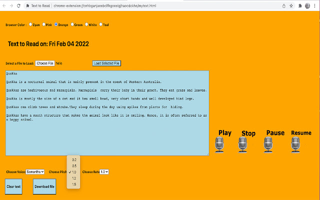 Text to Read  from Chrome web store to be run with OffiDocs Chromium online